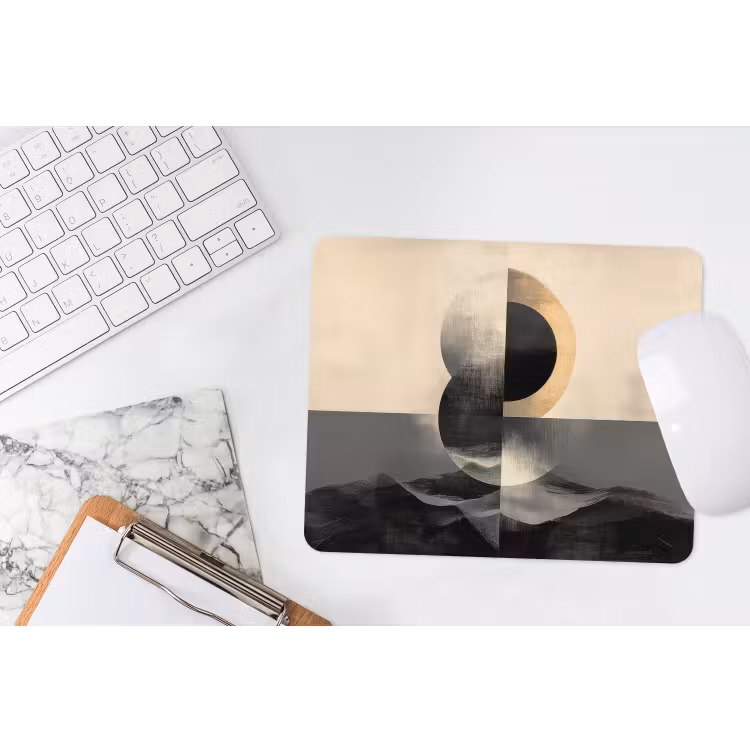 Cirkels - Schaduw - Abstract muismat rubber klein -witbureau