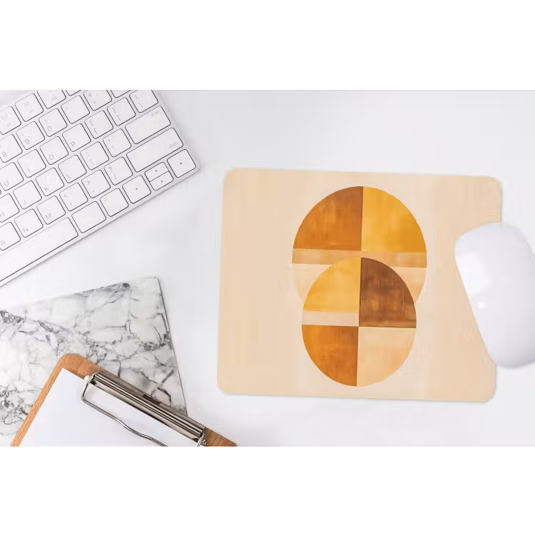 Cirkels - Geel - Minimalistisch muismat rubber klein -witbureau