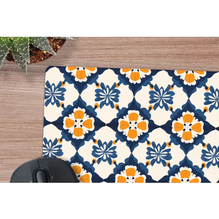 Klassiek - Geometrisch - Blauw muismat rubber klein 262 -closeup