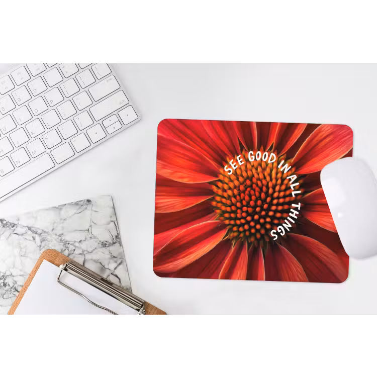 Close up - Bloem - Quote - Rood muismat rubber klein -witbureau