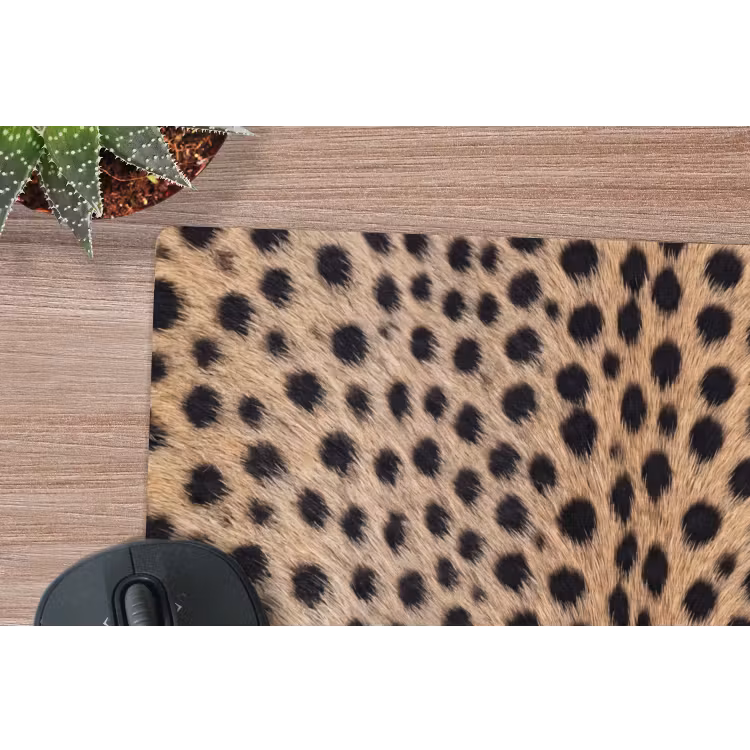 Vacht - Jachtluipaard - Zwart - Wit muismat rubber klein -closeup