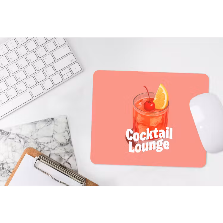 Cocktail Lounge - Glas - Koraal muismat rubber klein -witbureau