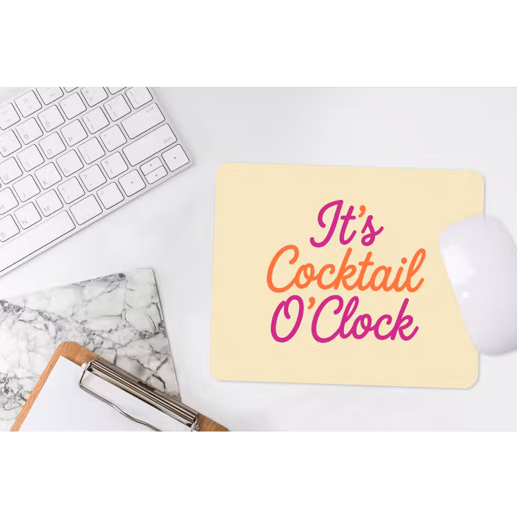 Cocktail O'Clock - Geel - Retro muismat rubber klein -witbureau