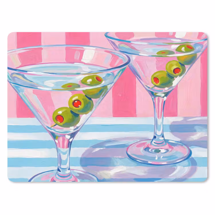 Cocktail - Olijven - Kunst - Modern - Roze muismat rubber klein -3d