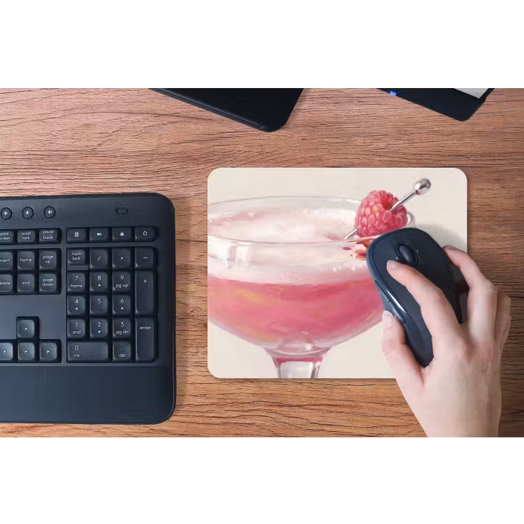 Cocktail - Framboos - Drank - Modern - Roze muismat rubber klein -toetsenbord