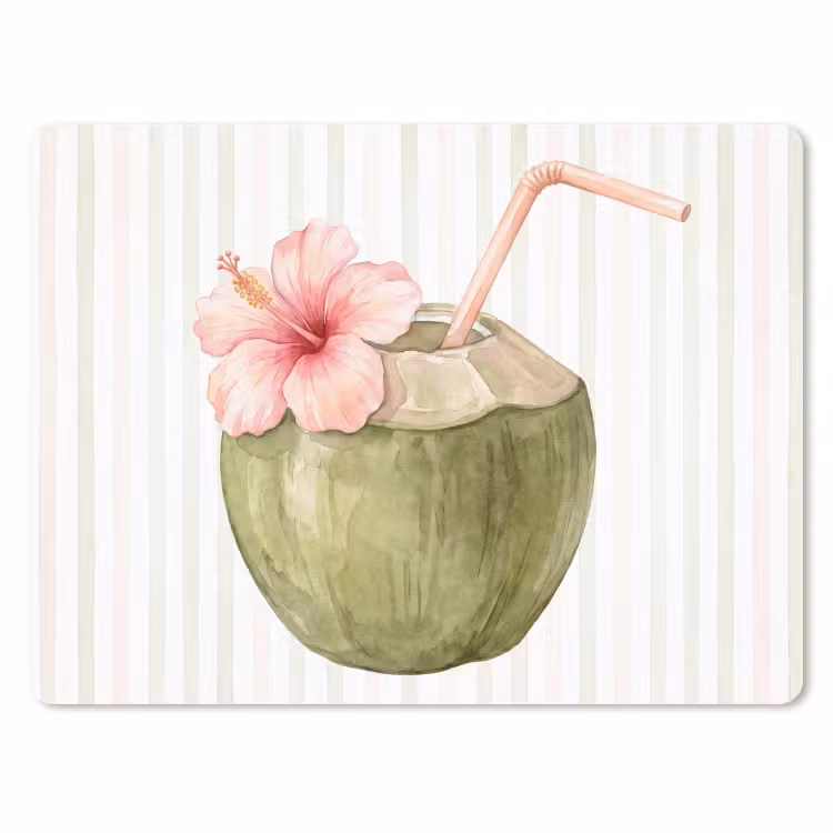 Kokosnoot - Drank - Tropisch - Illustratie - Zomer muismat rubber klein -3d