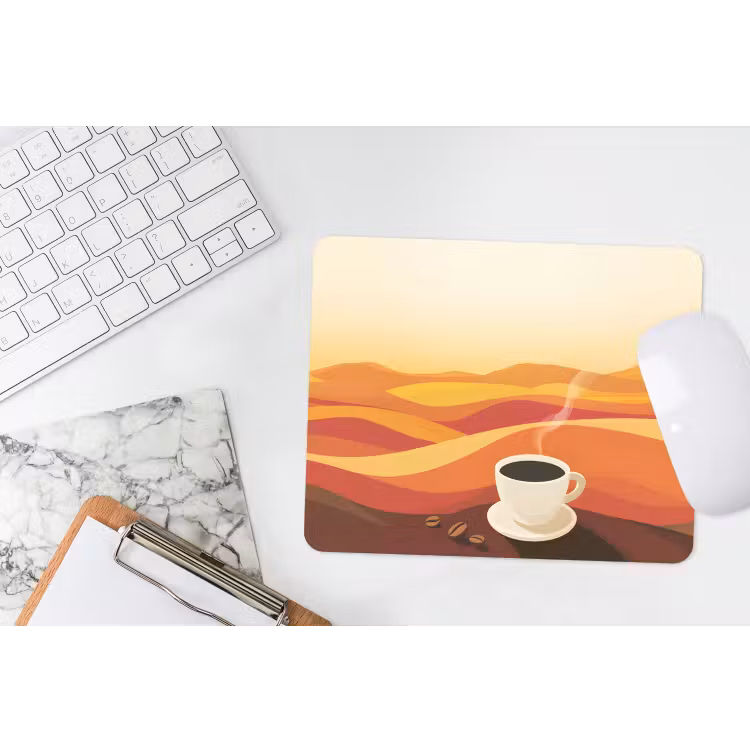 Koffie - Landschap - Oranje - Koffiebonen muismat rubber klein -witbureau