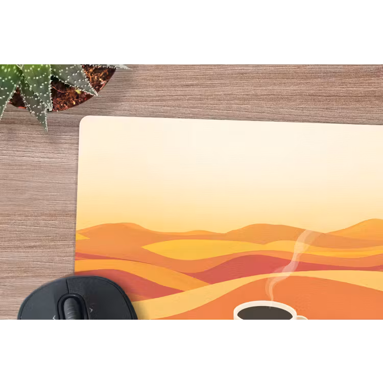 Koffie - Landschap - Oranje - Koffiebonen muismat rubber klein -closeup