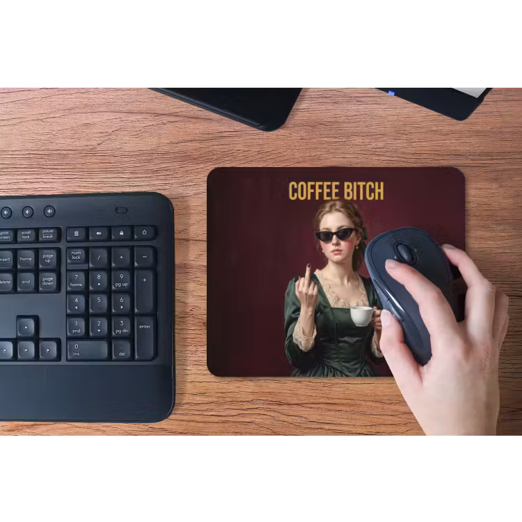 Koffie - Vrouw - Middelvinger muismat rubber klein -toetsenbord