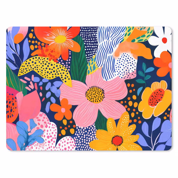 Kleurrijk - Bloemen - Abstract - Stippen muismat rubber klein -3d