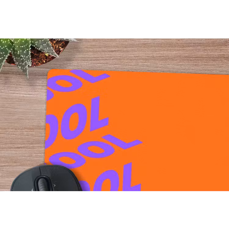 Cool - Paars - Oranje muismat rubber klein -closeup