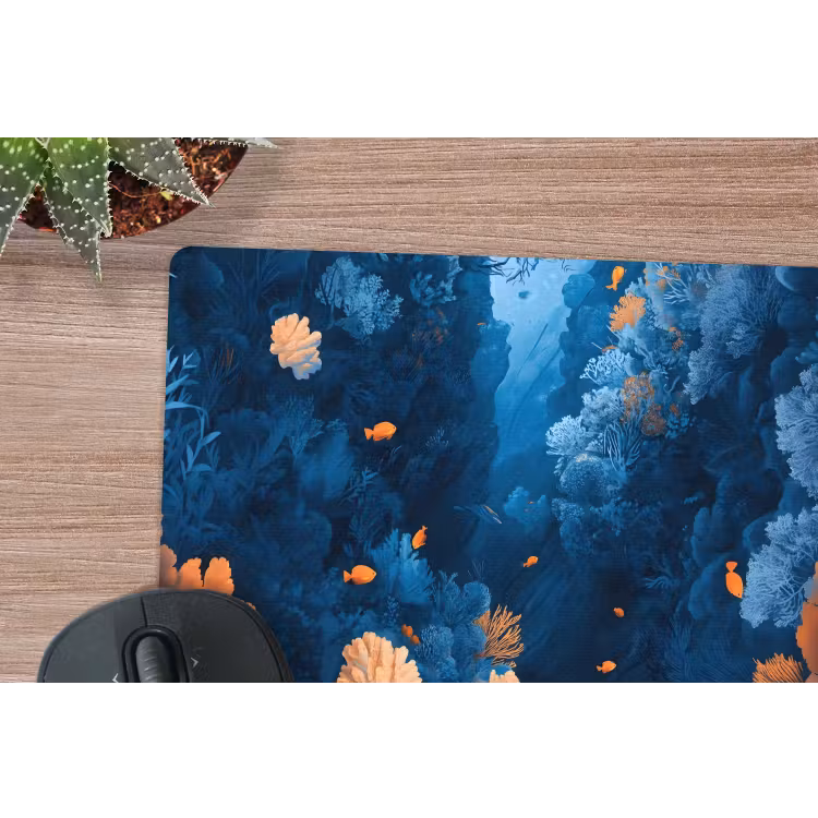 Koraalrif - Vissen - Oceaan - Blauw muismat rubber klein -closeup