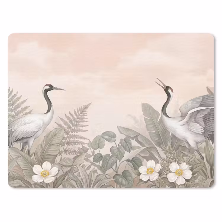 Kraanvogels - Natuur - Roze muismat rubber klein -3d