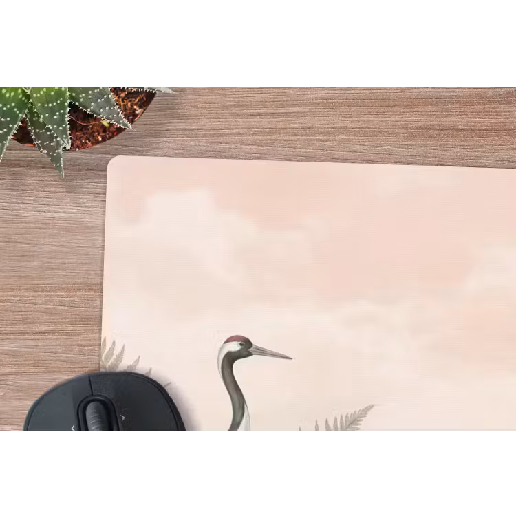 Kraanvogels - Natuur - Roze muismat rubber klein -closeup