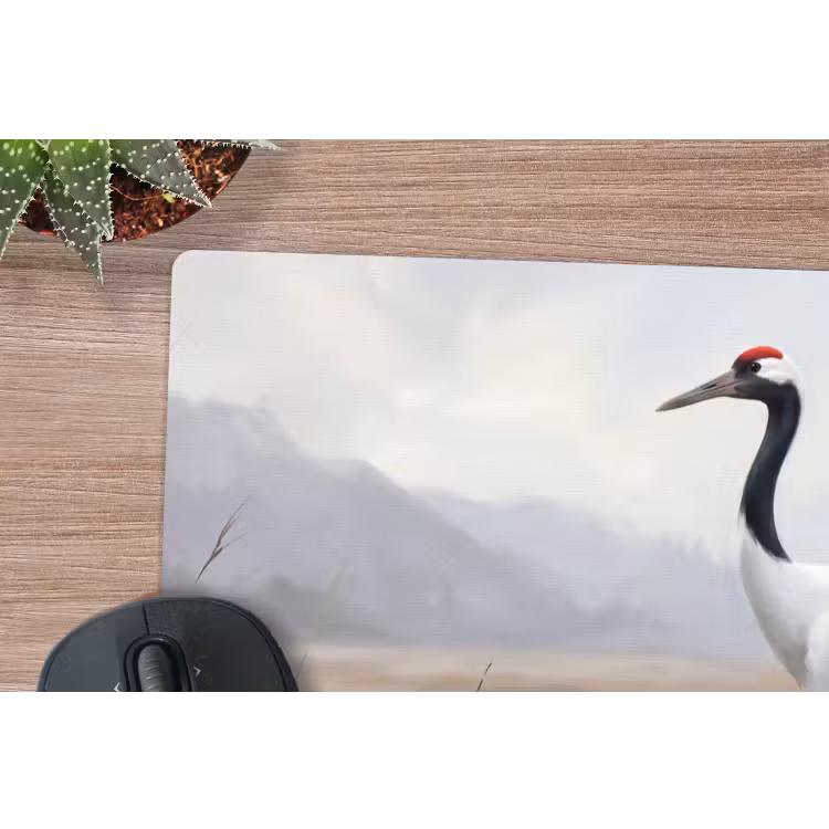 Kraanvogel - Natuur - Realistisch muismat rubber klein -closeup