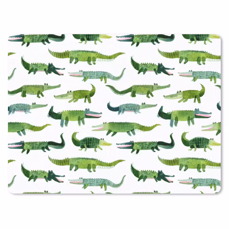 krokodillen - Speels - Groen muismat rubber klein 262 -3d