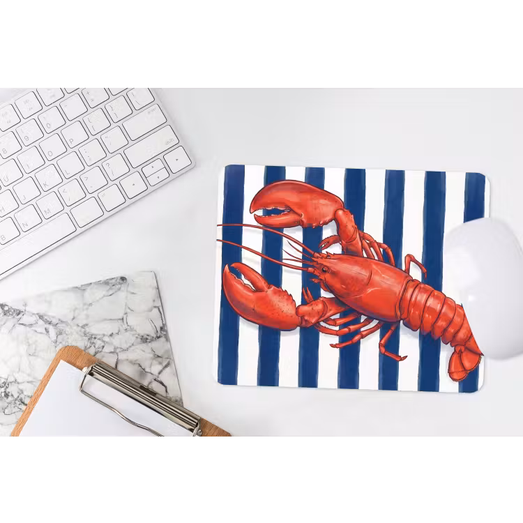 Schaaldier - Kreeft - Marine - Illustratie - Rood muismat rubber klein -witbureau