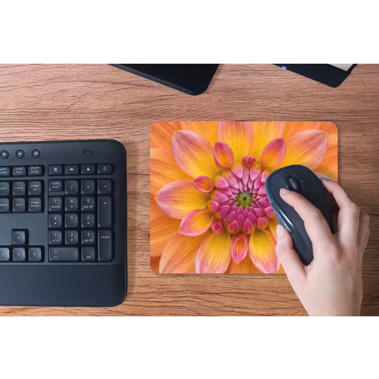 Dahlia - Bloem - Oranje muismat rubber klein -toetsenbord