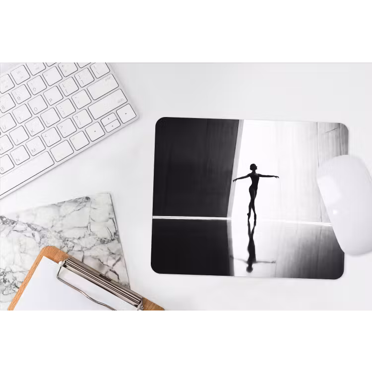 Danser - Silhouette - Kunst - Modern - Zwart-wit muismat rubber klein -witbureau