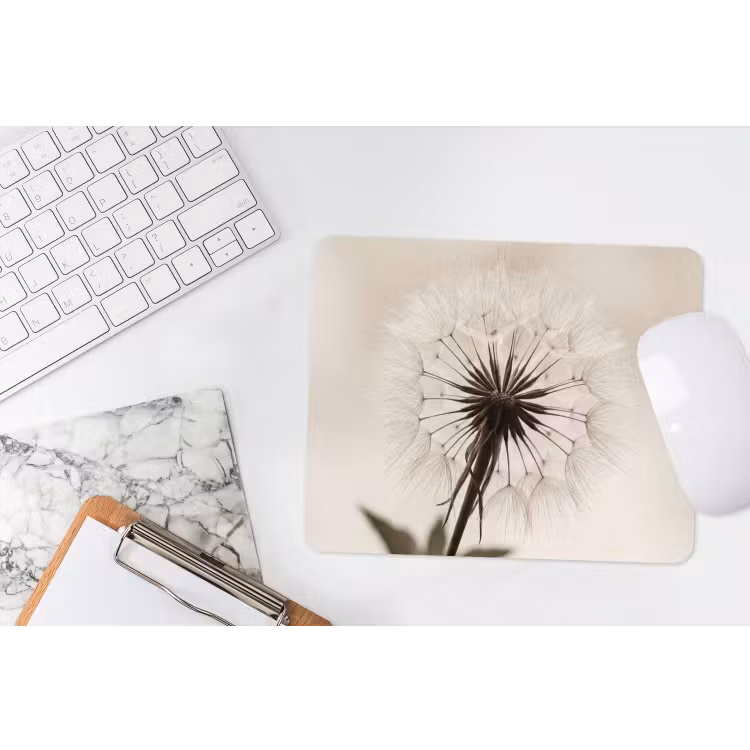 Paardenbloem - Minimalistisch - Wit muismat rubber klein -witbureau