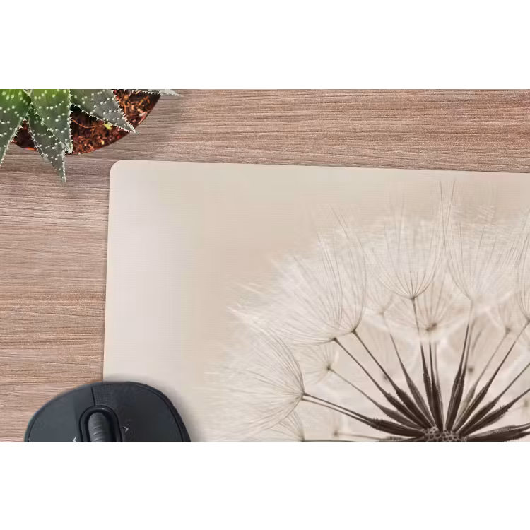 Paardenbloem - Minimalistisch - Wit muismat rubber klein -closeup
