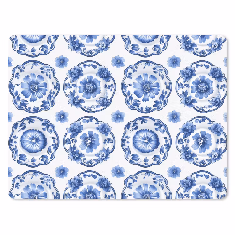 Sierborden - Bloemen - Blauw muismat rubber klein 262 -3d