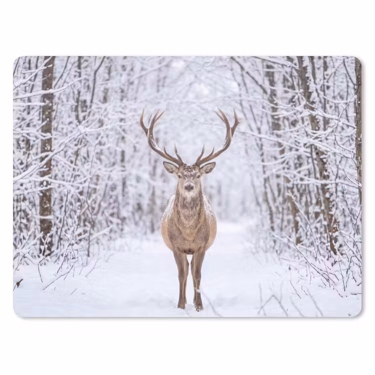 Hert - Winter - Bos - Natuur - Wit muismat rubber klein -3d