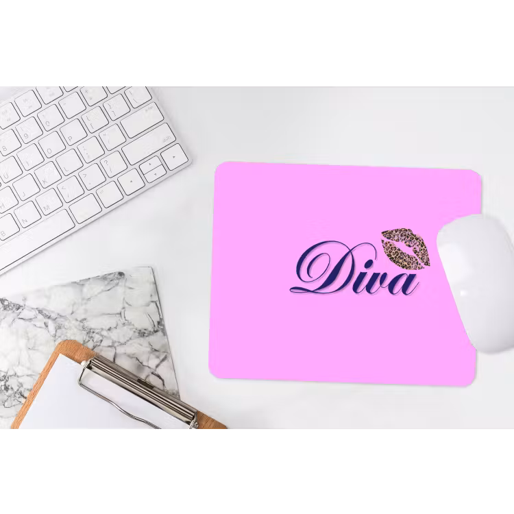 Diva - Lip - Panterprint - Roze muismat rubber klein -witbureau