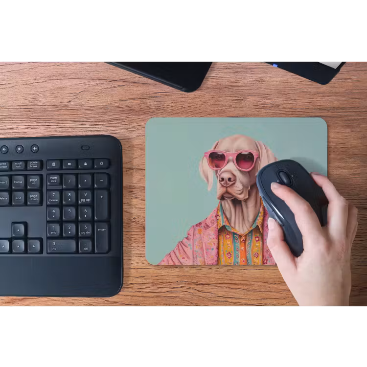 Hond - Overhemd - Bloemen - Bril muismat rubber klein -toetsenbord