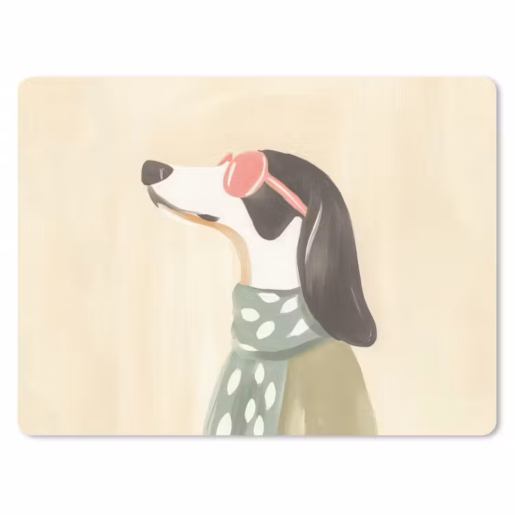 Hond - Zonnebril - Sjaal muismat rubber klein -3d