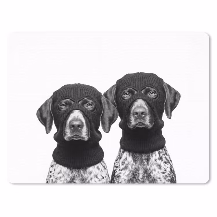 Honden - Bivakmuts - Zwart - wit muismat rubber klein -3d