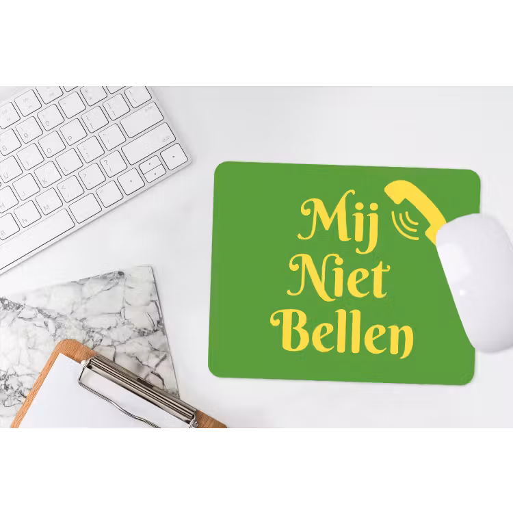 Mij niet bellen - Telefoon - Groen muismat rubber klein -witbureau