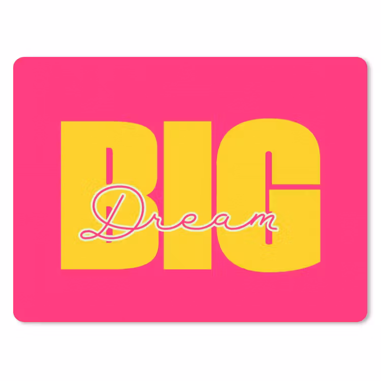 Dream big - Roze - Geel - Minimalistisch muismat rubber klein -3d