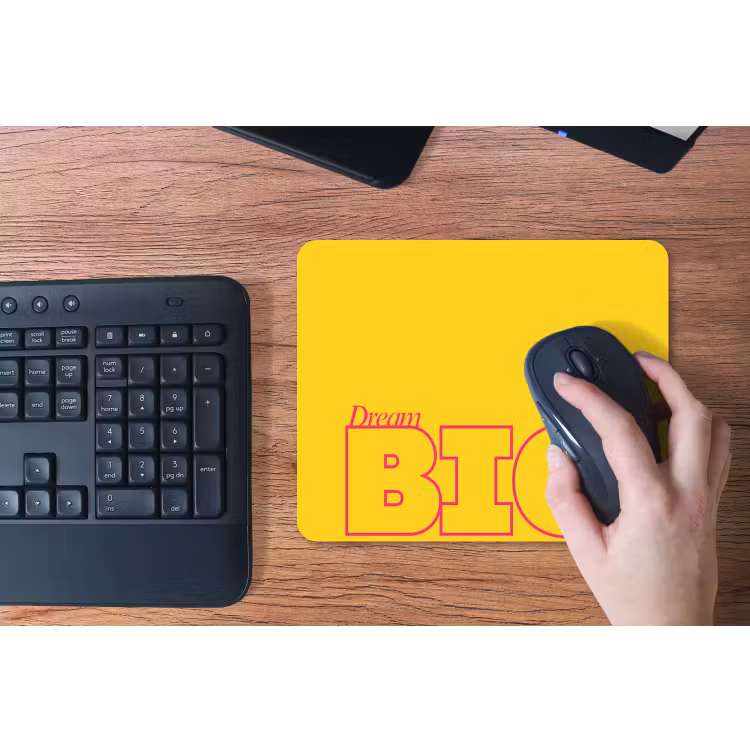 Dream big - Geel - Grafisch muismat rubber klein -toetsenbord