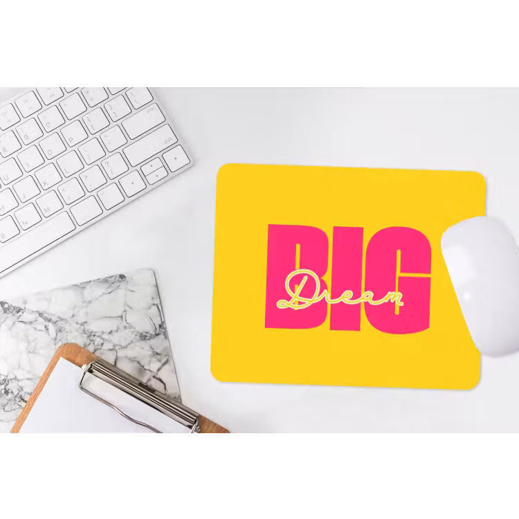 Dream big - Geel - Roze muismat rubber klein -witbureau