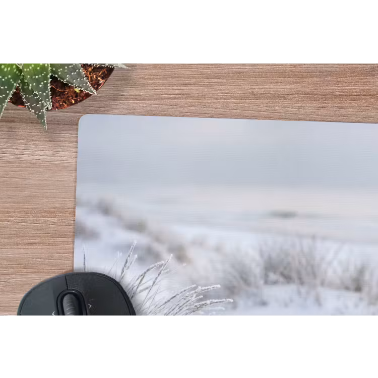 Duinen - Sneeuw - Strand - Winter - Serene muismat rubber klein -closeup