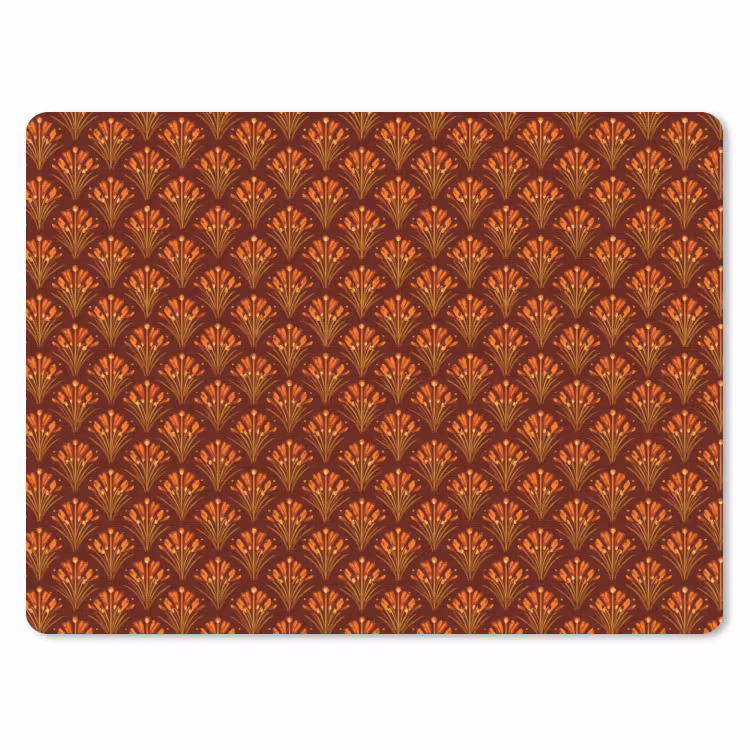 Waaiers - Art Deco - Botanisch - Roestbruin - Oranje muismat rubber klein 262 -3d