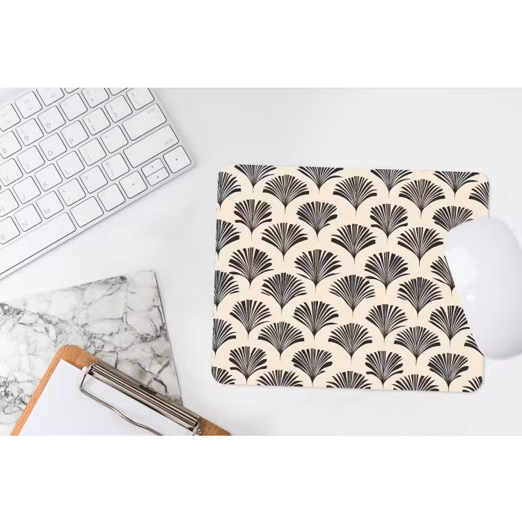 Waaiers - Botanisch - Zwart - Beige muismat rubber klein 262 -witbureau