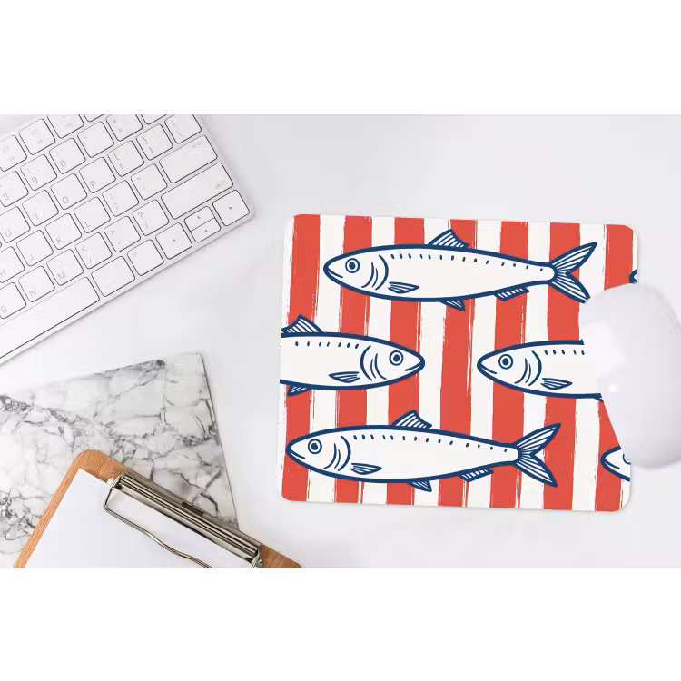 Vis - Patroon - Strepen - Illustratie - Rood muismat rubber klein -witbureau