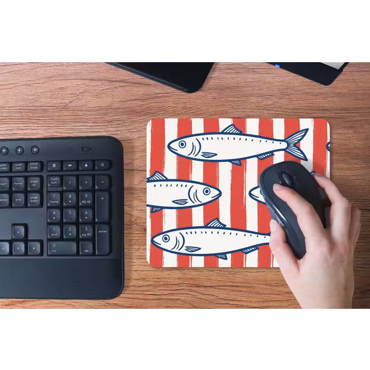 Vis - Patroon - Strepen - Illustratie - Rood muismat rubber klein -toetsenbord
