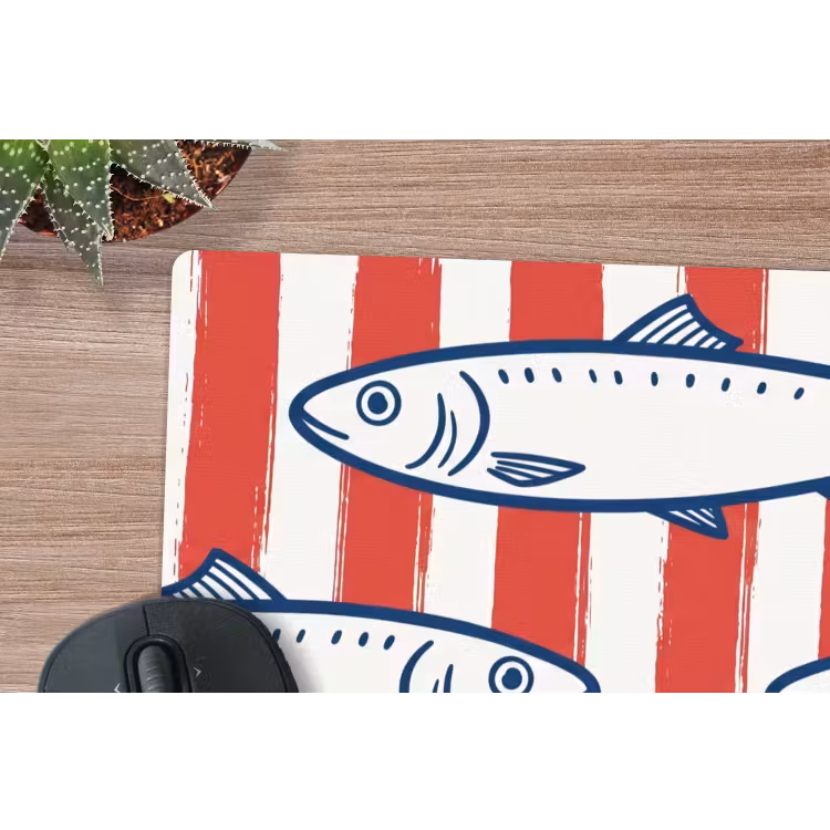 Vis - Patroon - Strepen - Illustratie - Rood muismat rubber klein -closeup