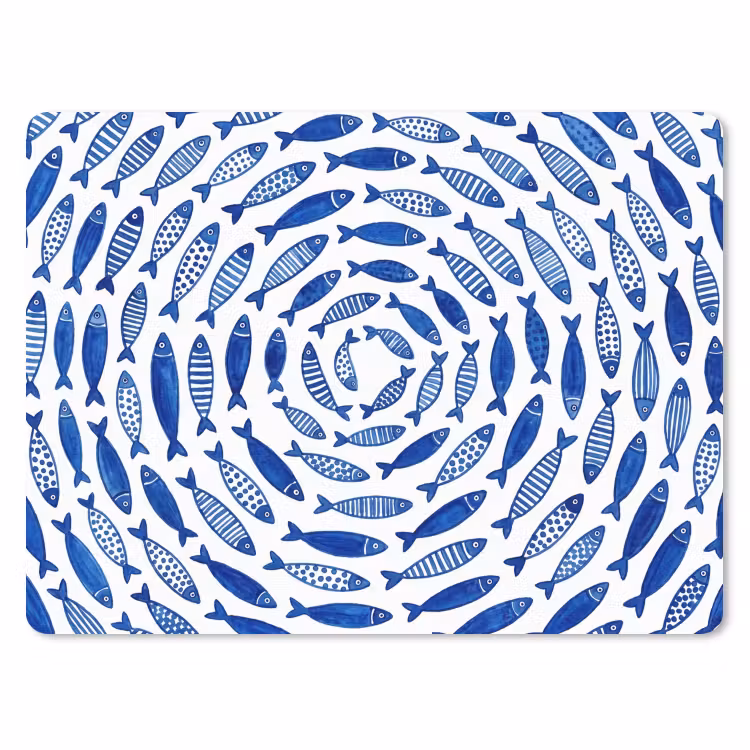 Vis - Patroon - Onderwater - Abstract - Blauw muismat rubber klein -3d