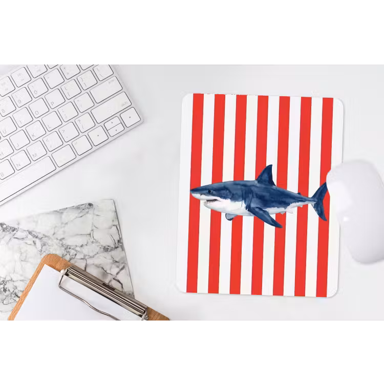 Vis - Haai - Zee - Illustratie - Blauw muismat rubber klein -witbureau