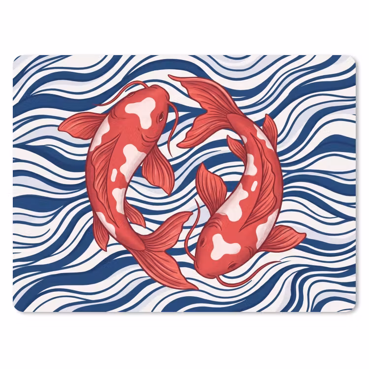 Vis - Water - Natuur - Illustratie - Rood muismat rubber klein -3d