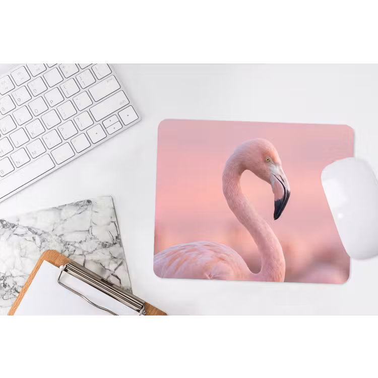 Flamingo - Portret - Roze muismat rubber klein -witbureau