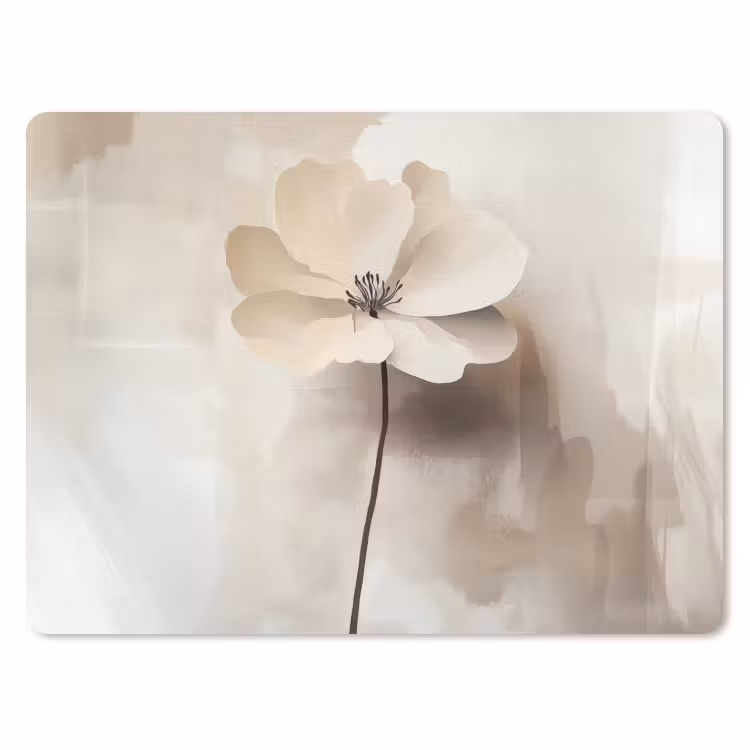 Bloem - Beige - Verf - Schaduw muismat rubber klein -3d