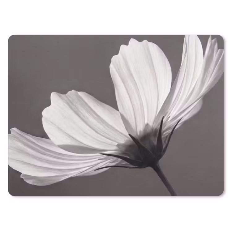 Bloem - Minimalistisch - Zwart - Wit muismat rubber klein -3d