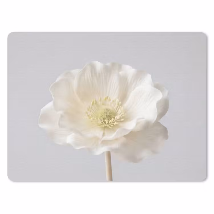 Bloem - Minimalistisch -Wit muismat rubber klein -3d