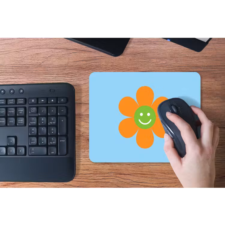 Bloem - Smiley - Kleurrijk muismat rubber klein -toetsenbord