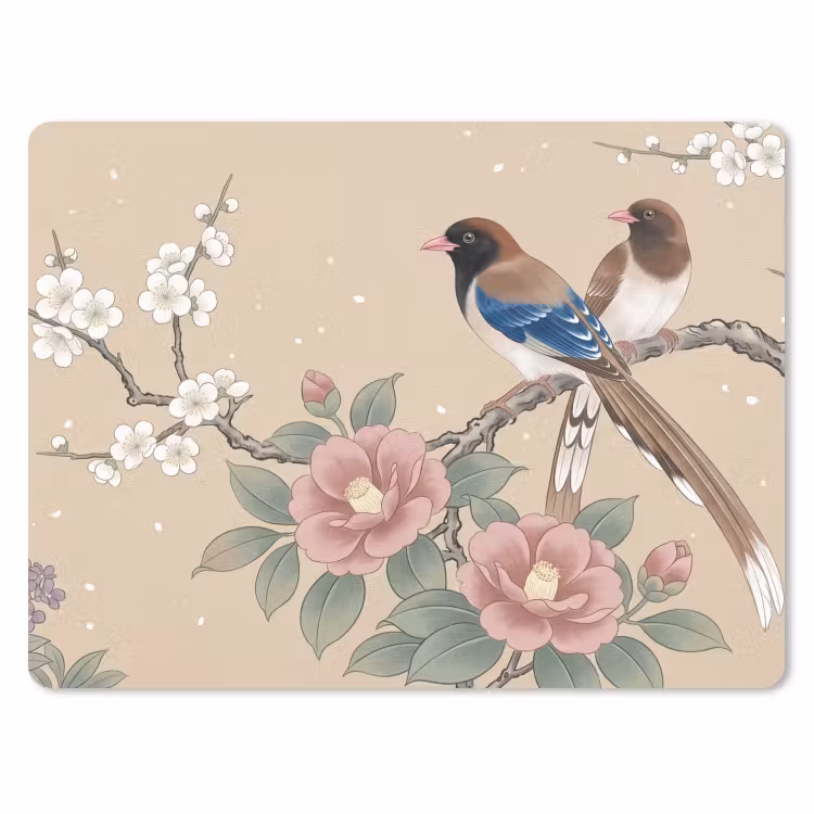 Bloemen - Vogels - Bloemen muismat rubber klein -3d